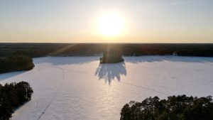 Snowmobile trails on Katherine Lake