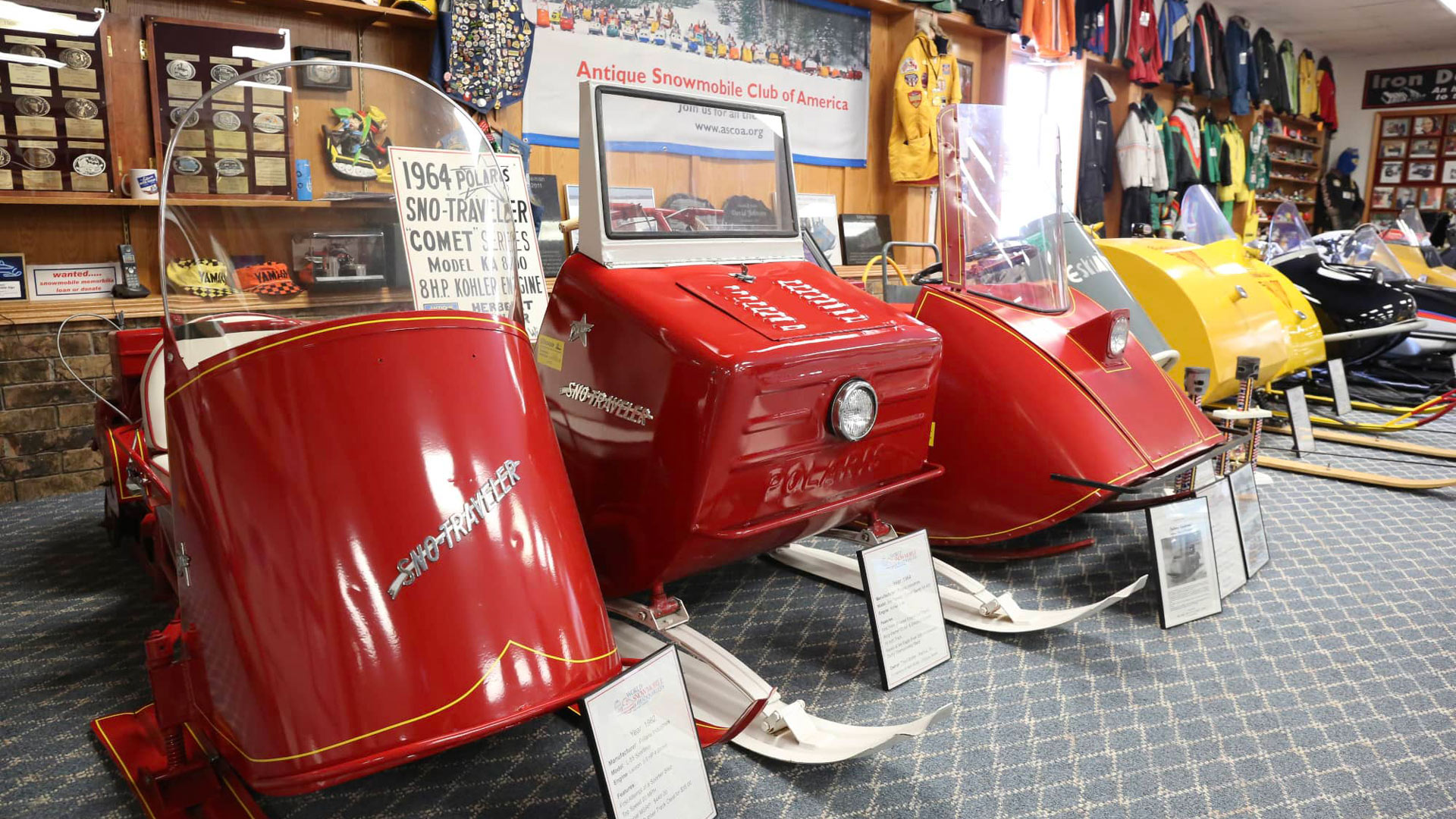 Historic snowmobiles at the World Snowmobile Headquarters in Eagle River Vilas County Wisconsin